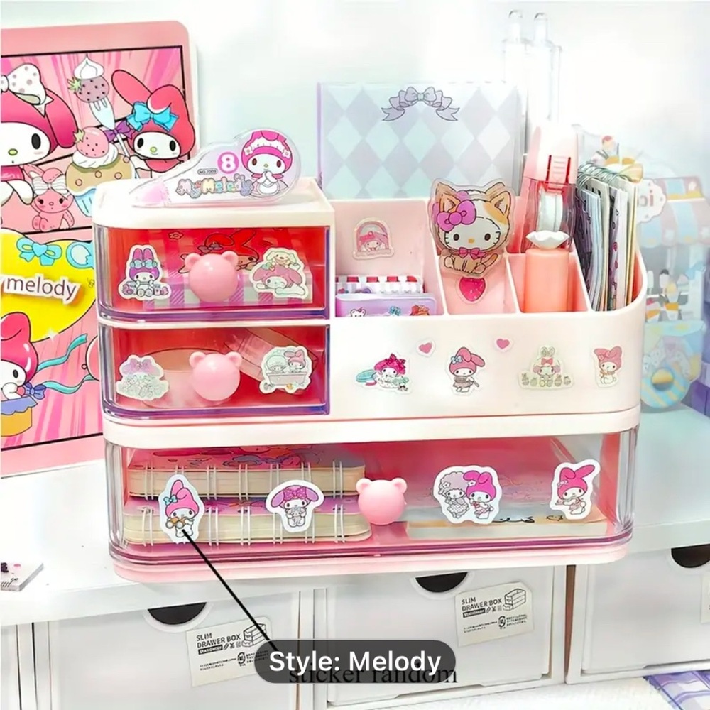 Pink and White Makeup Organizer with Multi-Tiered Design